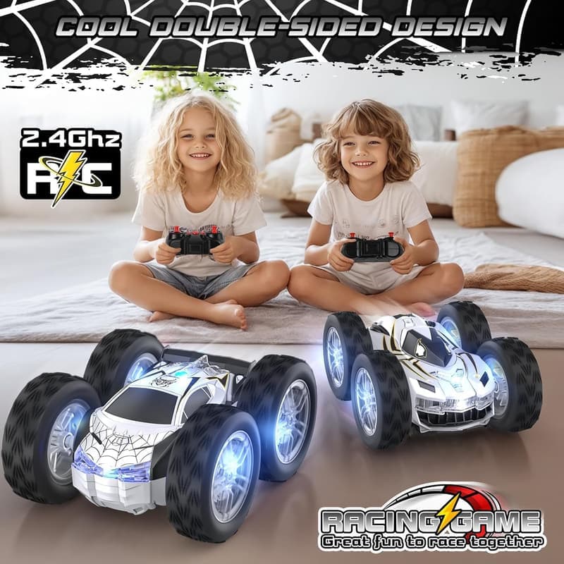 Remote Control Stunt Car with LED Lights for Kids Ages 4-9