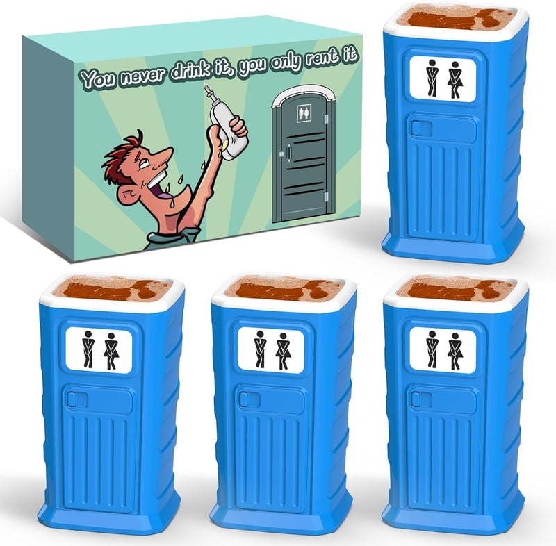 Funny Porta Potty Shot Glass Set - Gag Gift for Adults