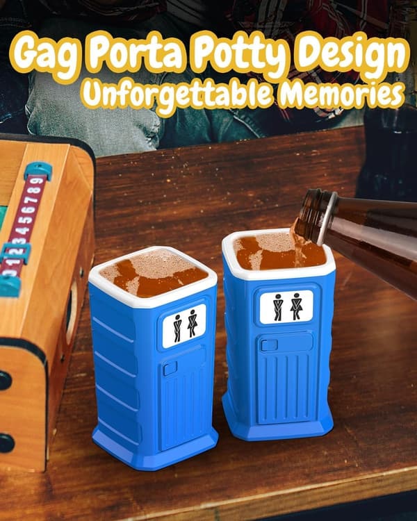 Funny Porta Potty Shot Glass Set - Gag Gift for Adults