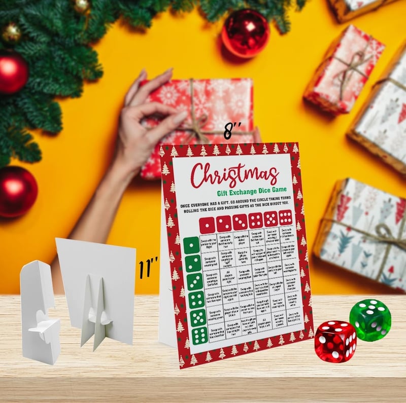 Christmas Exchange Dice Game with Instruction Sign & 2 Dice