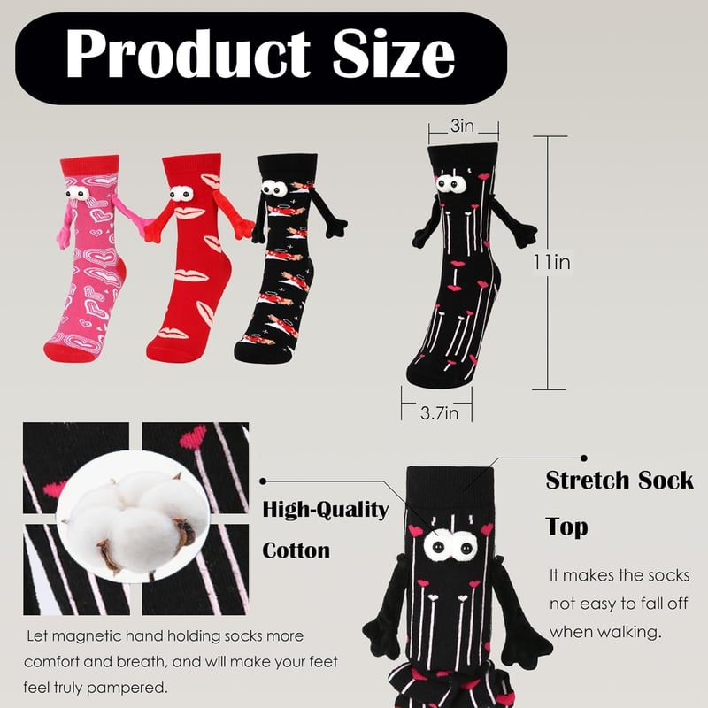 Couples' Funny Magnetic Holding Hands Socks for Gifts