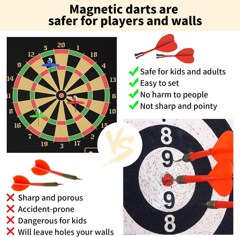 Magnetic Dart Board Game for Kids with 12 Darts