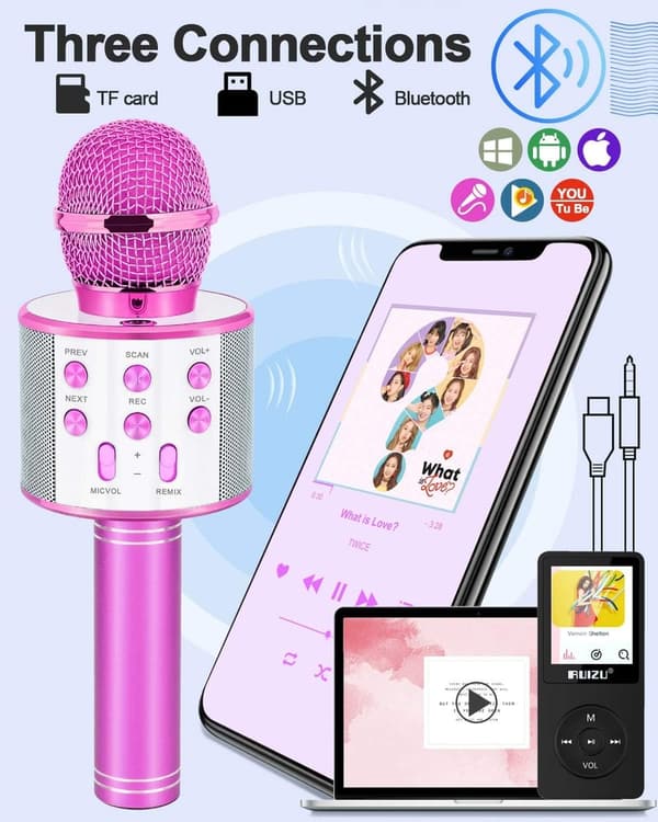 Karaoke Microphone Gift for Girls, Ages 4-12 - Purple