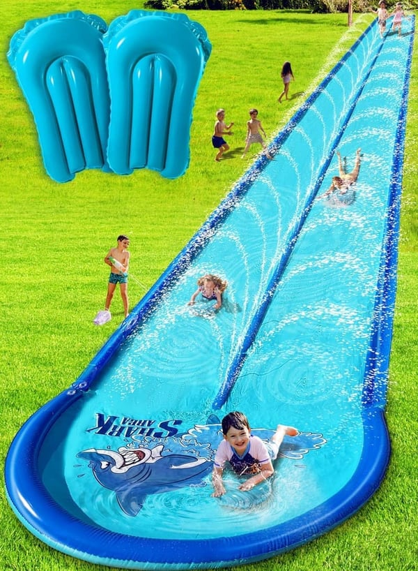 32ft Heavy-Duty Slip and Water Slide with Inflatable Guard Rails