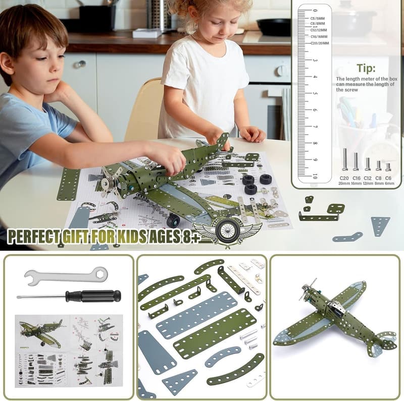 STEM Airplane Model Kit - 258-Piece Building Set for Kids 8-14