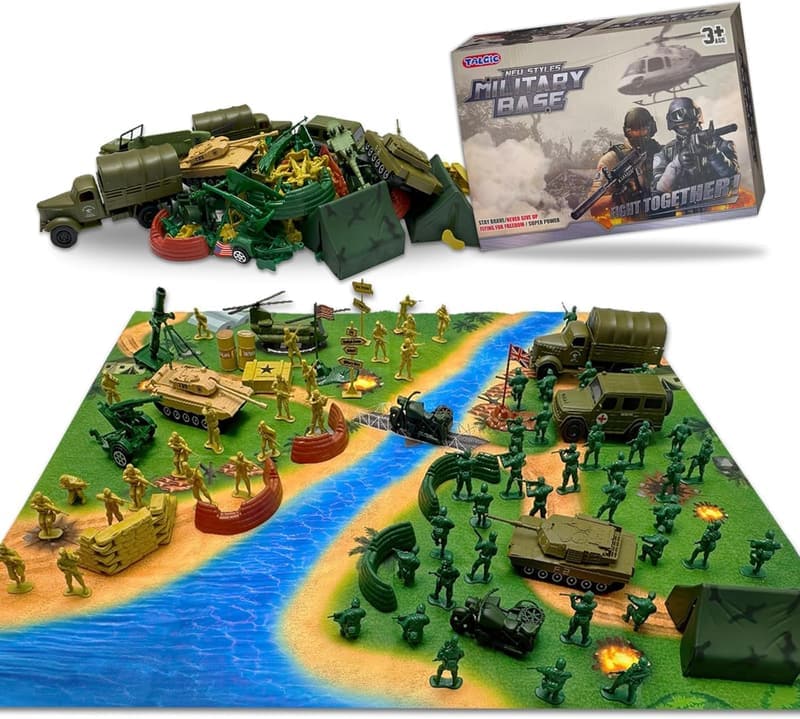 Large Army Men Battle Playset with 120 Action Figures and Accessories