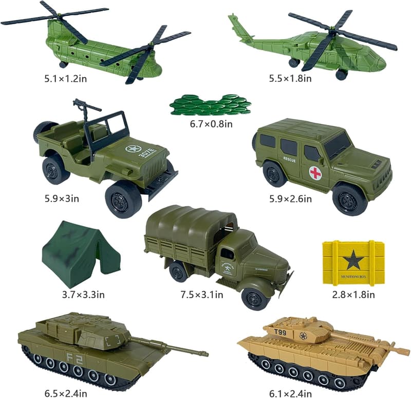 Large Army Men Battle Playset with 120 Action Figures and Accessories