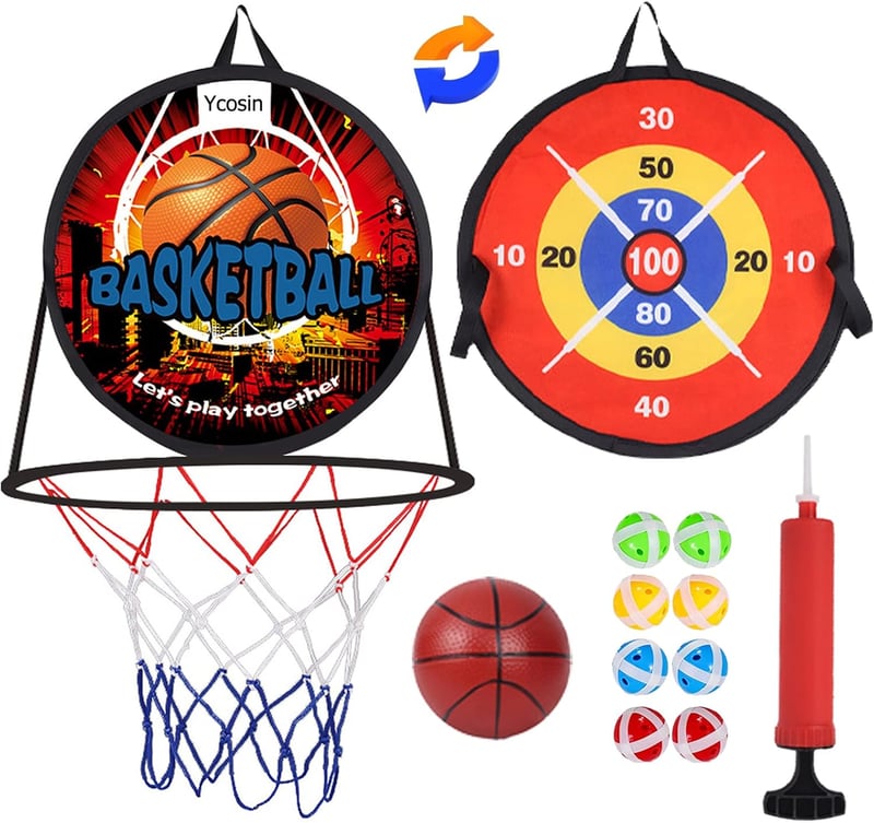 Kids' 2-in-1 Basketball Hoop & Dart Board - Sports Play Gift