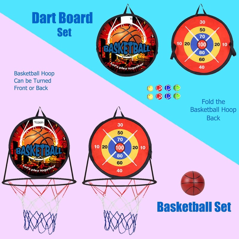 Kids' 2-in-1 Basketball Hoop & Dart Board - Sports Play Gift