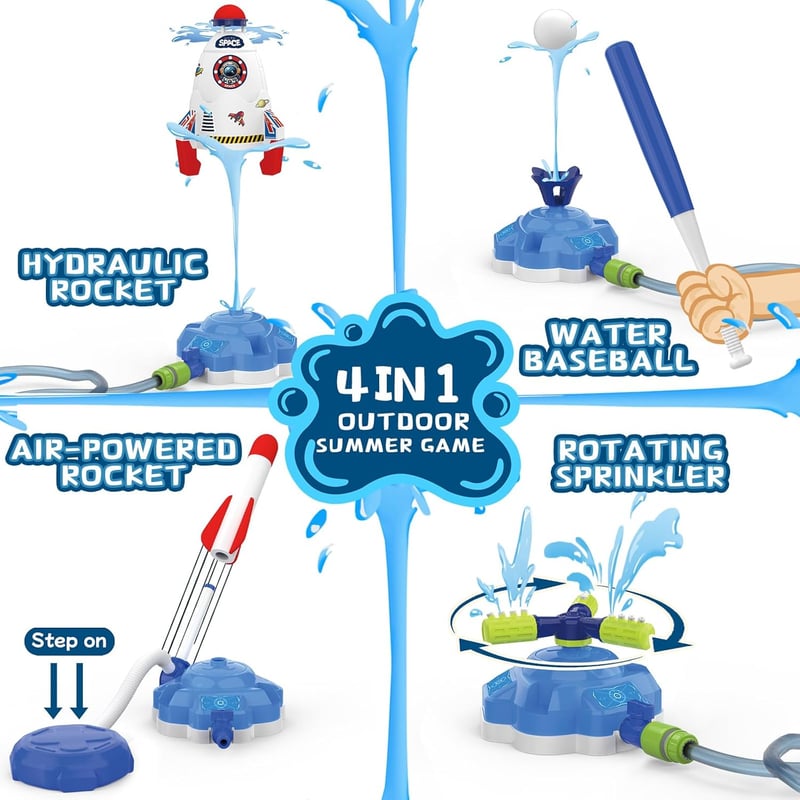 DIY Outdoor Water Sprinkler Rocket Launcher Toy for Kids