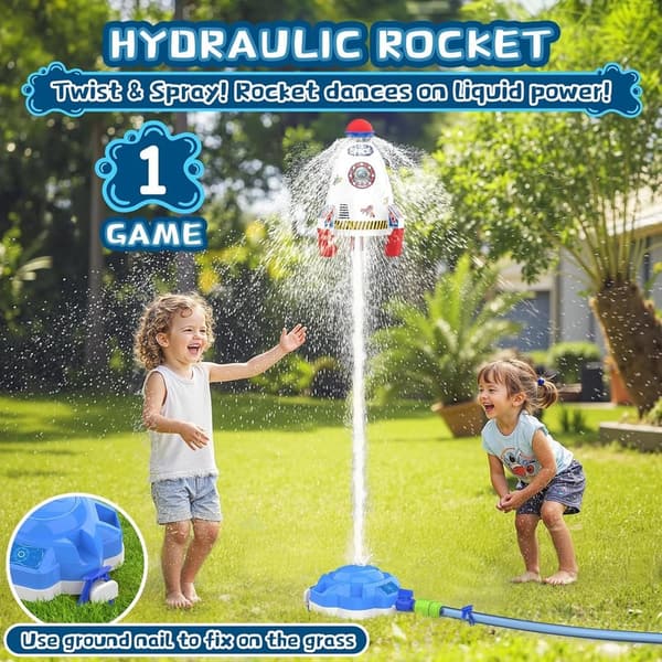 DIY Outdoor Water Sprinkler Rocket Launcher Toy for Kids
