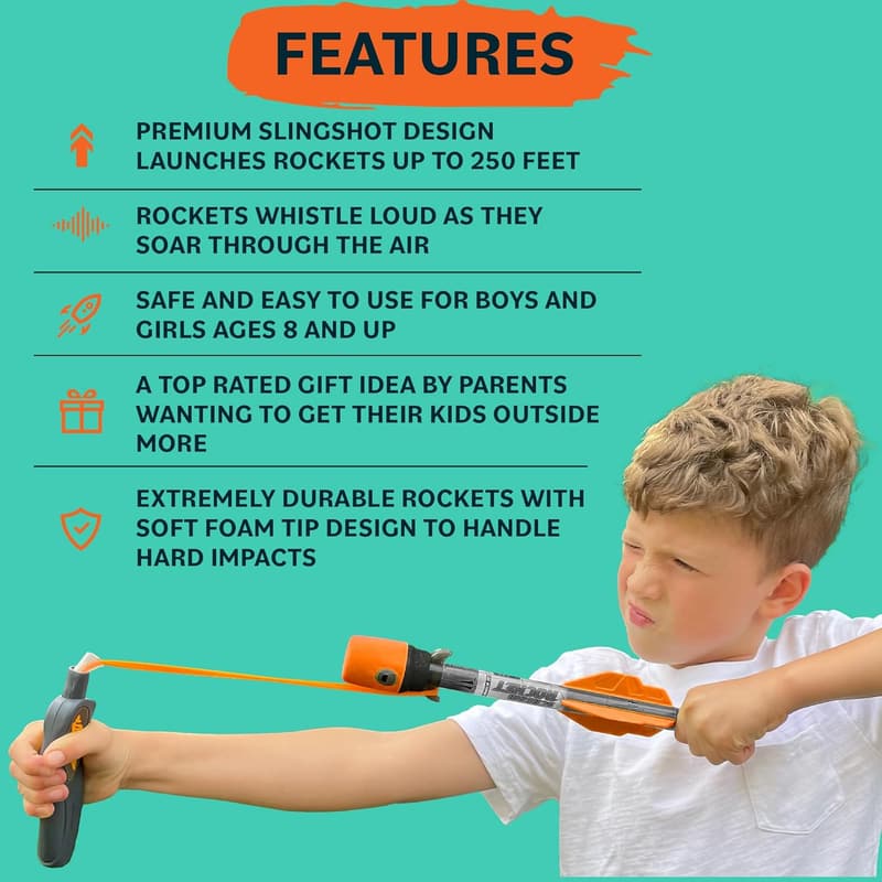 Outdoor Toy Rocket Launcher for Kids Age 8+ - Summer Birthday Gift