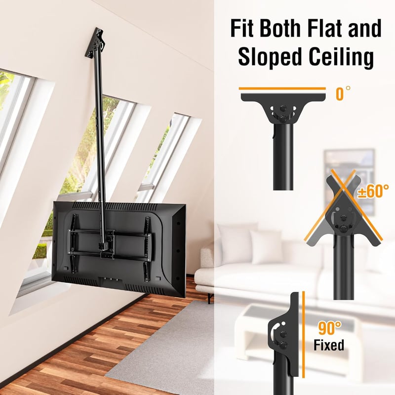 Adjustable Full Motion Ceiling TV Mount for 37-75 Inch TVs