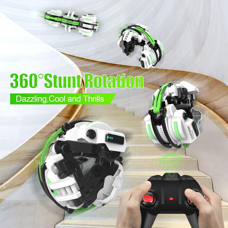 LED RC Car with 360° Roll - Birthday Gift for Kids 7-12