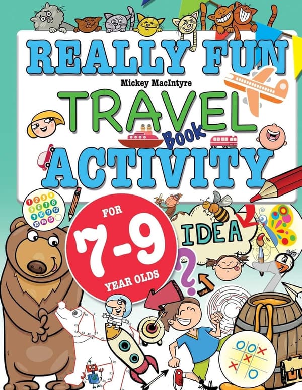Educational Travel Activity Book for Kids Ages 7-9