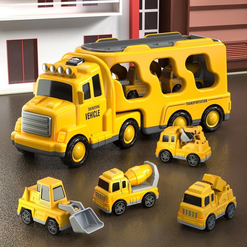 Construction Truck Toy Set for Toddlers 3-5, Birthday Gift