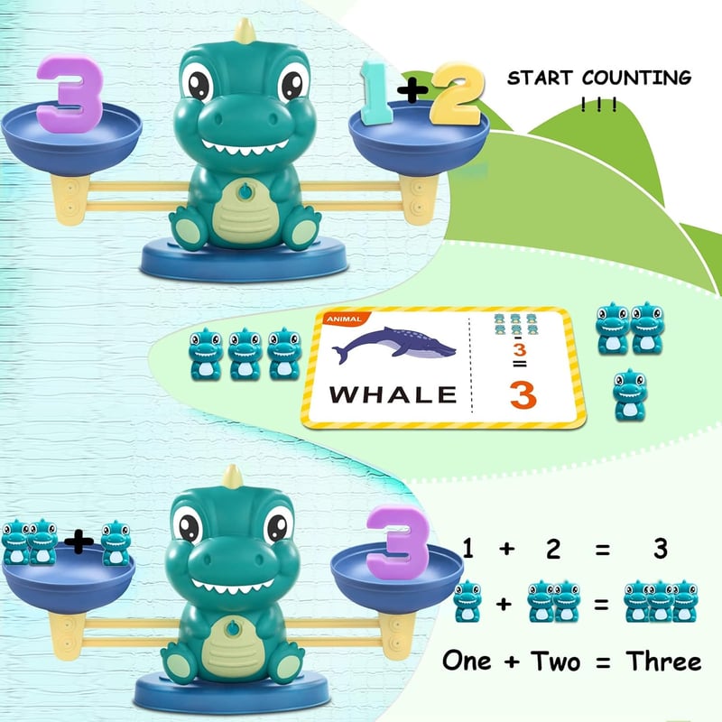 Montessori Dinosaur Math Balance Toy - Educational Gift for Kids