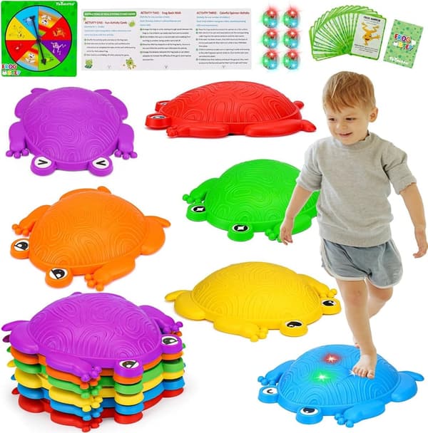 Light-Up Frog Balance Stones for Kids - 6 PCS Sensory Play
