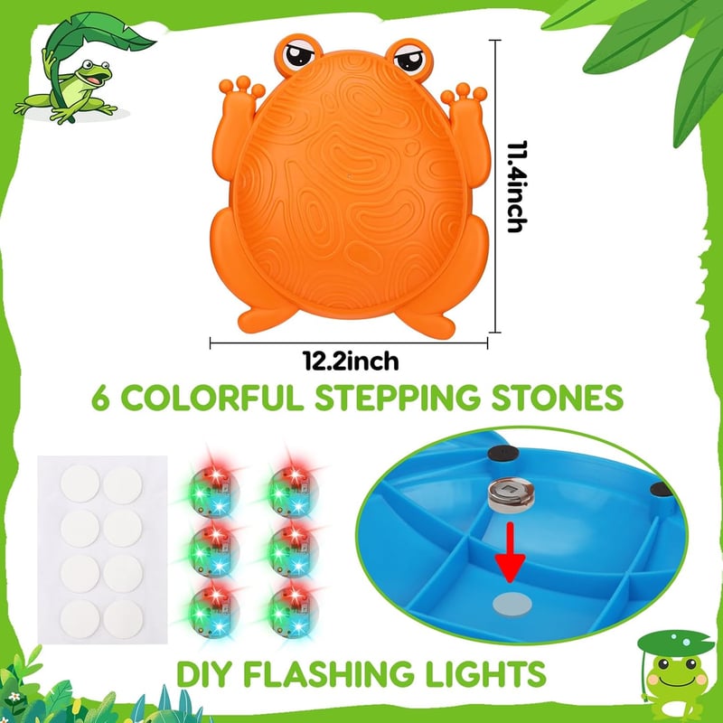 Light-Up Frog Balance Stones for Kids - 6 PCS Sensory Play