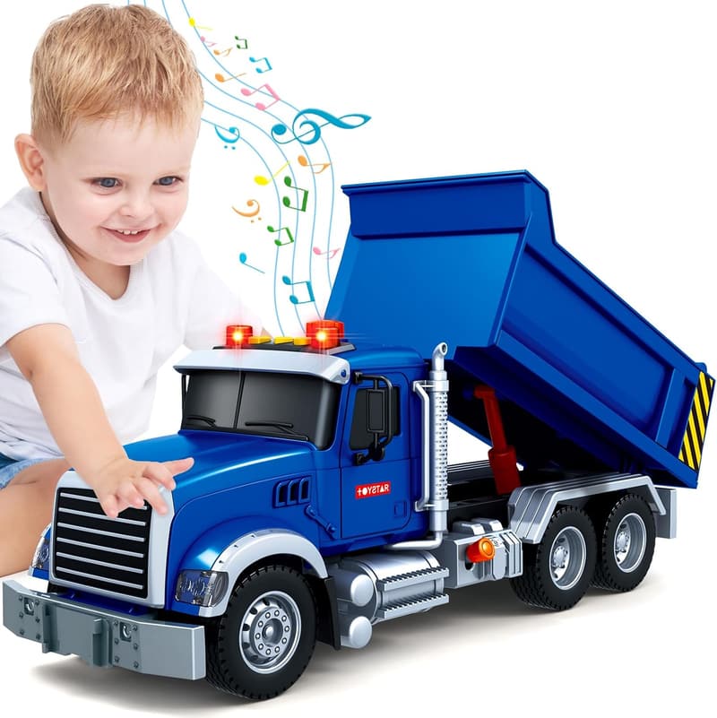 SpringFlower Large Dump Truck Toy with Sound & Light for Kids