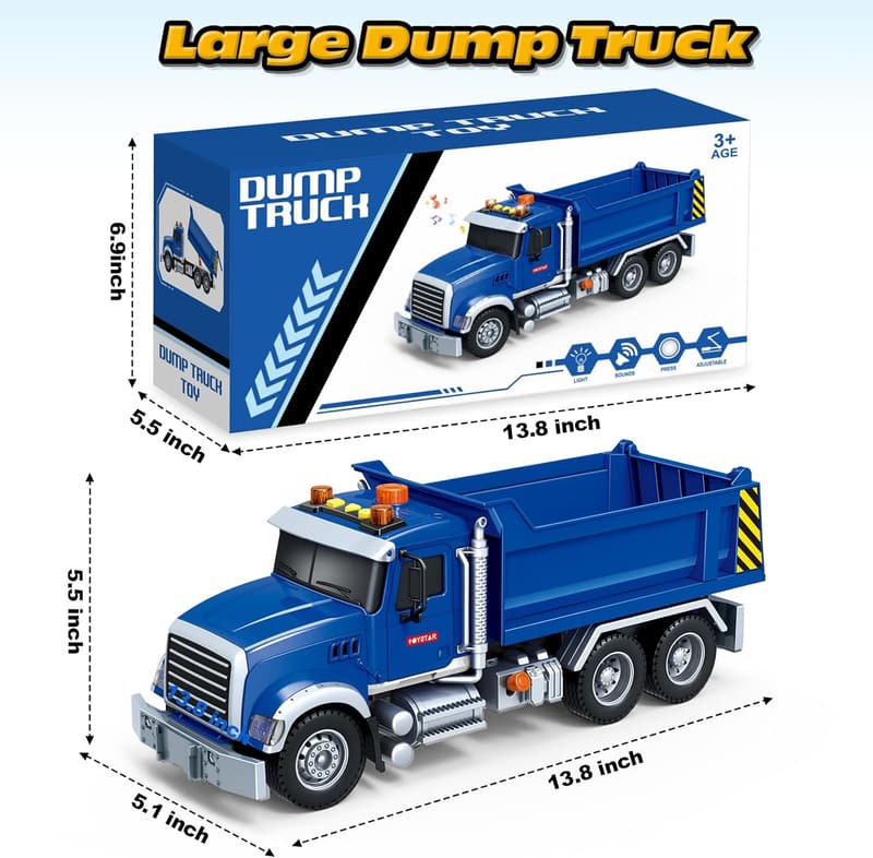 SpringFlower Large Dump Truck Toy with Sound & Light for Kids