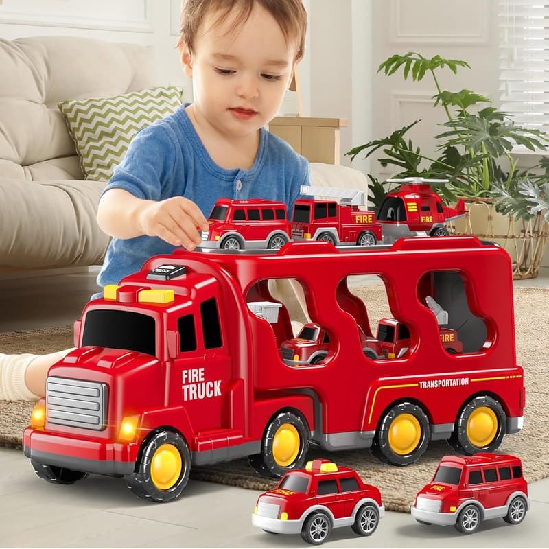 Birthday Gift: 7-in-1 Fire Truck Toy Set for Toddlers 3-6