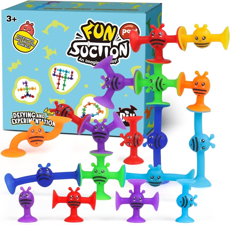 40PCS Suction Cup Bath Toys for Ages 3-8, Montessori Sensory Fun