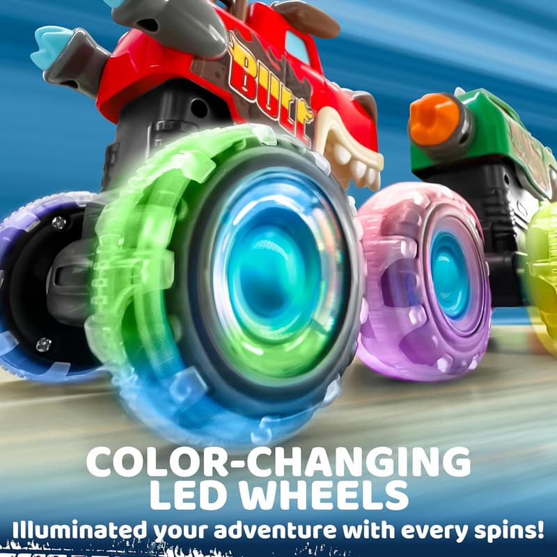 Monster Truck Toy Set - Motion Activated Light-Up Cars for Toddlers