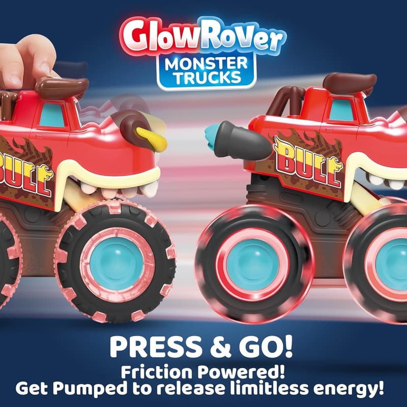 Monster Truck Toy Set - Motion Activated Light-Up Cars for Toddlers