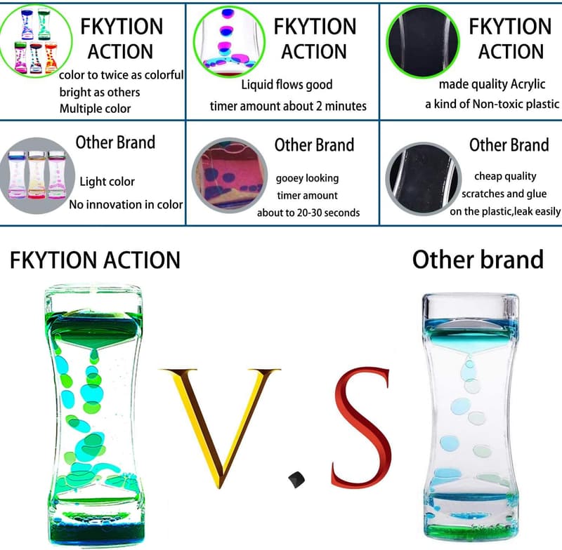 Colorful Liquid Motion Bubbler Timer Set - Sensory Fidget Toys