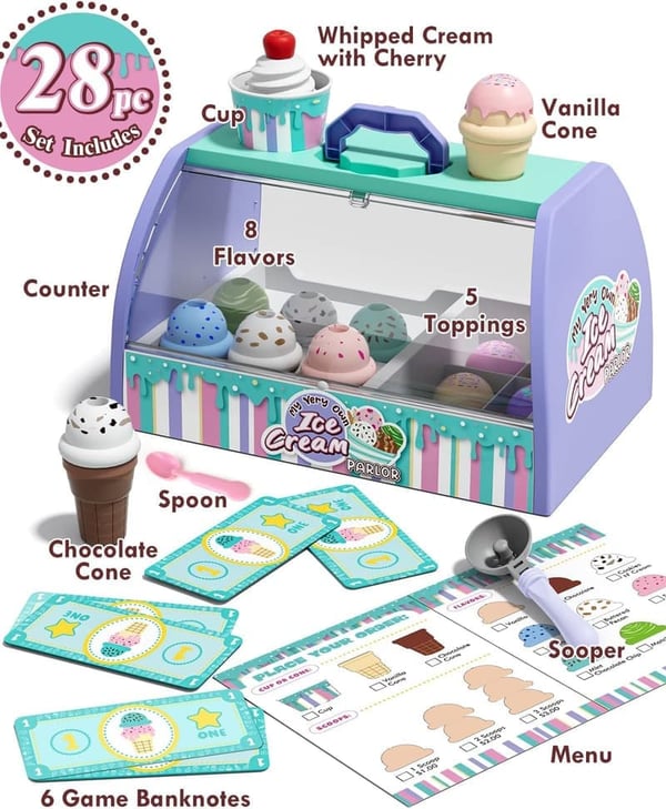 Ice Cream Playset for Toddlers 3-6 Years - Fun Gift for Kids