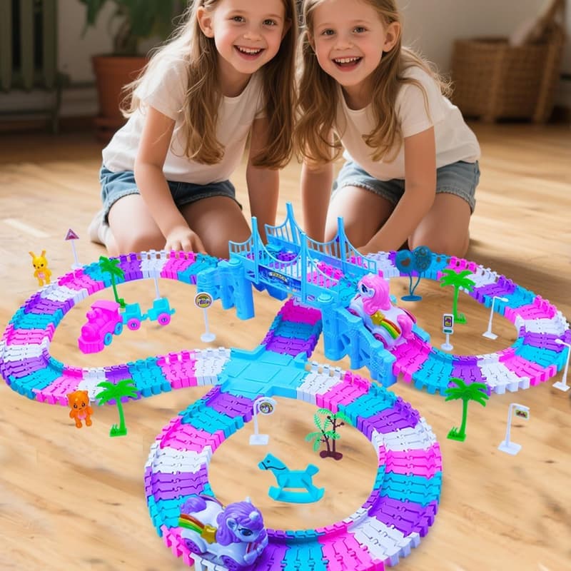 Magic Bendable Race Track Set with Unicorn Cars - Toddler Gift