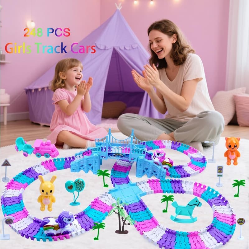 Magic Bendable Race Track Set with Unicorn Cars - Toddler Gift