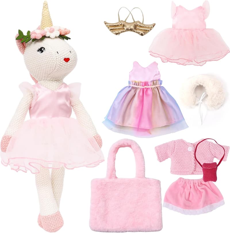 Ballerina Unicorn Doll Set with Plush Bag & Accessories for Girls