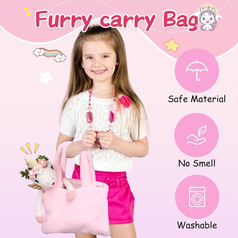 Ballerina Unicorn Doll Set with Plush Bag & Accessories for Girls