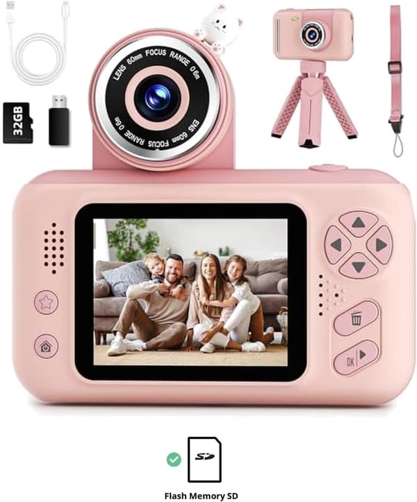 Kids 1080P HD Digital Camera for Girls, Pink - Birthday Gift