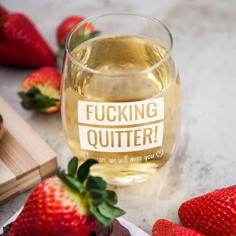 Funny Retirement Wine Glass - 15 oz Gift for Coworkers