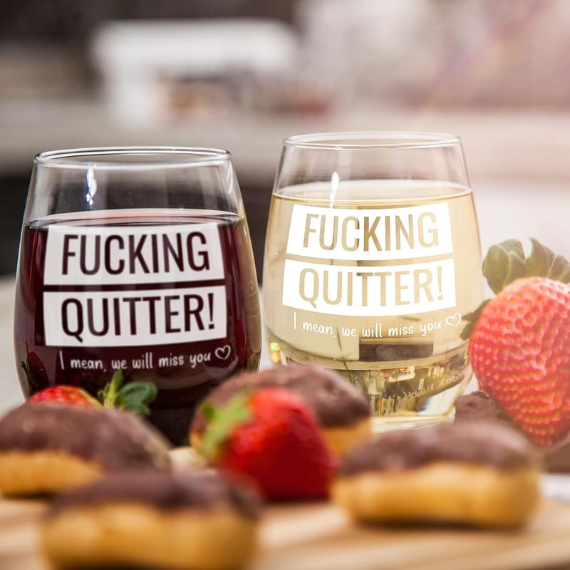 Funny Retirement Wine Glass - 15 oz Gift for Coworkers