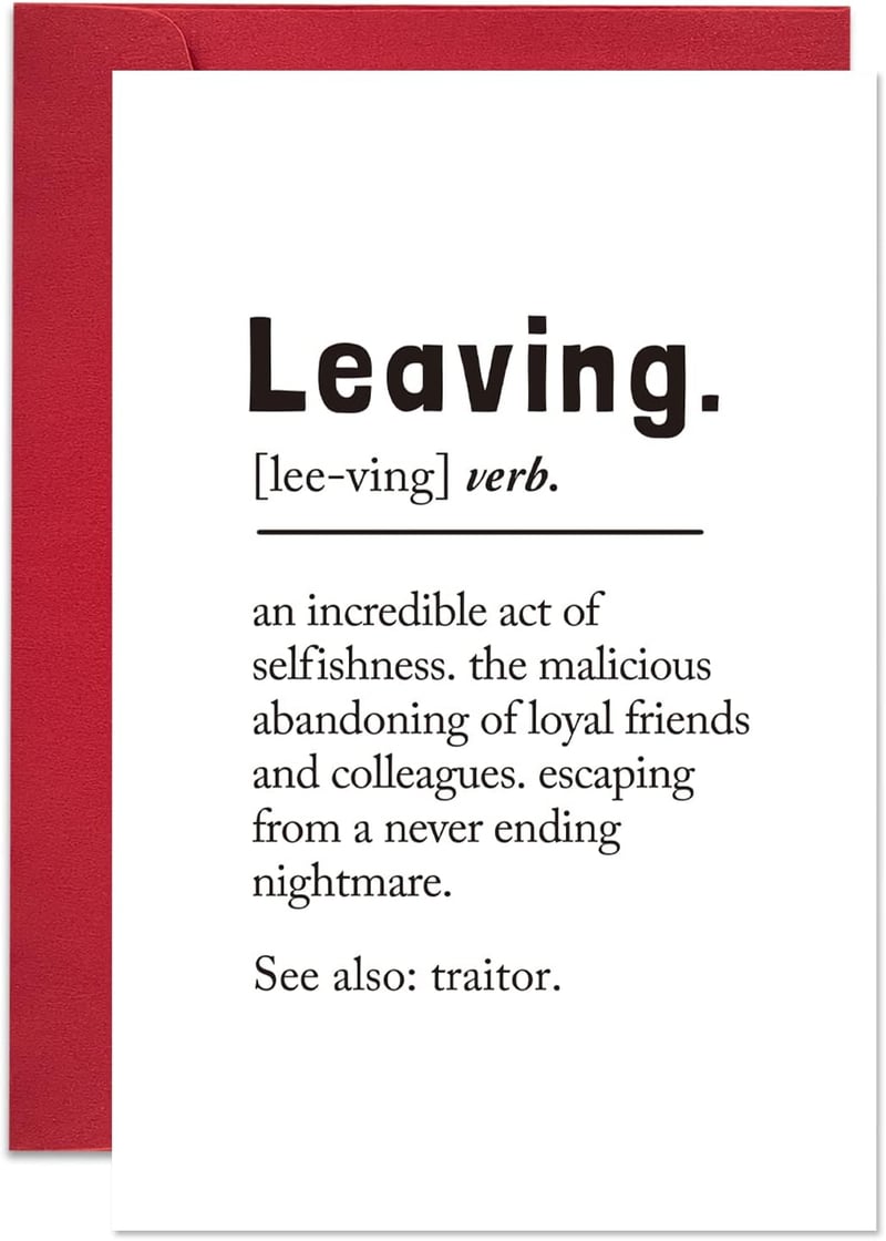 Funny Coworker Farewell Card for Him or Her