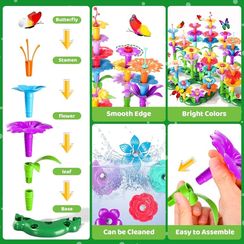 Flower Garden Building Toys - 184Pcs STEM Set for Kids