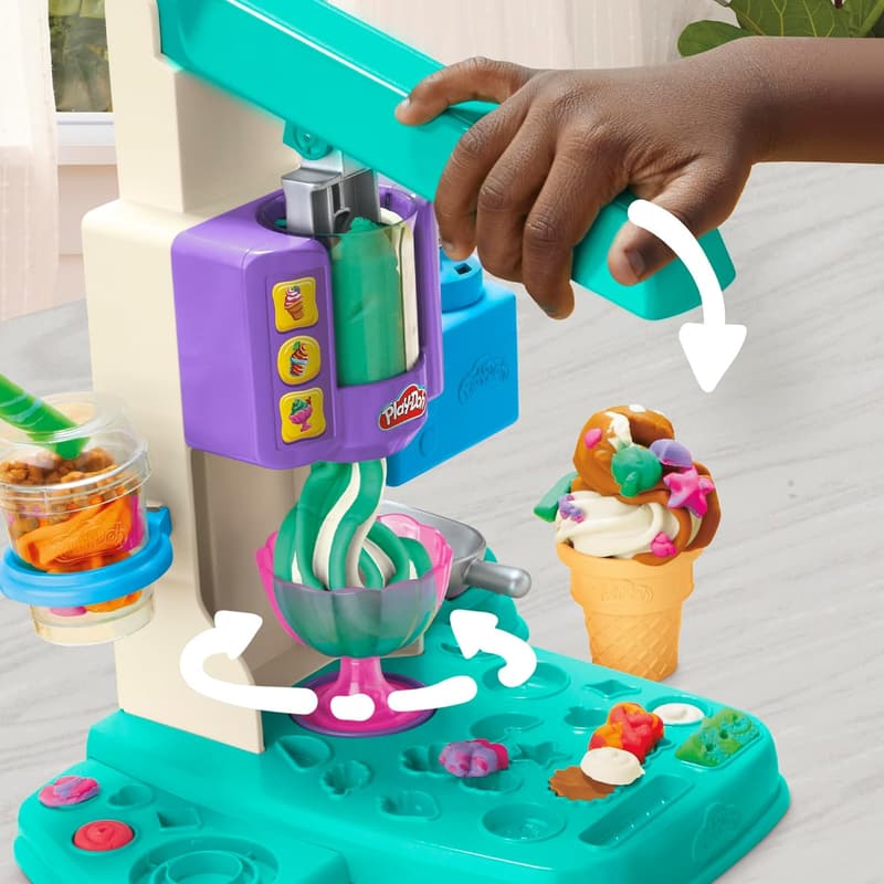 Rainbow Swirl Ice Cream Playset with 7 Kitchen Accessories