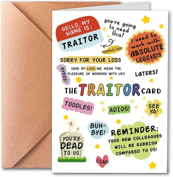 Humorous Farewell Card for Coworkers - Good Luck in New Job