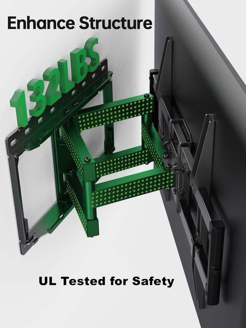 Full Motion TV Wall Mount for 42-86 inch TVs, Max 132 lbs