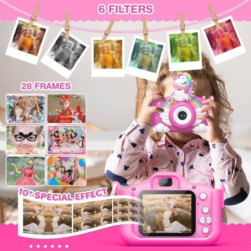 Unicorn Toddler Camera for Girls 3-12 Years - 1080P HD, 32GB