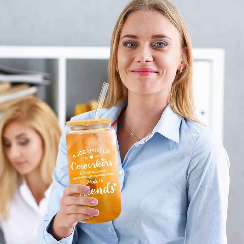 Funny Coworker Birthday Gift - 16oz Glass for Women