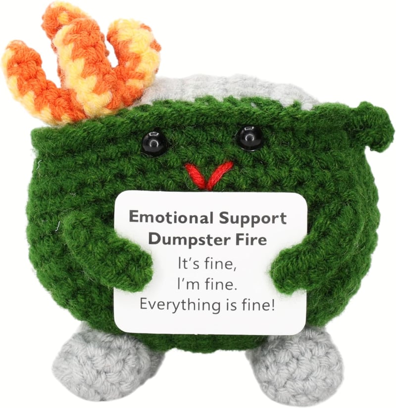 Handmade Emotional Support Dumpster Fire Crochet Gift