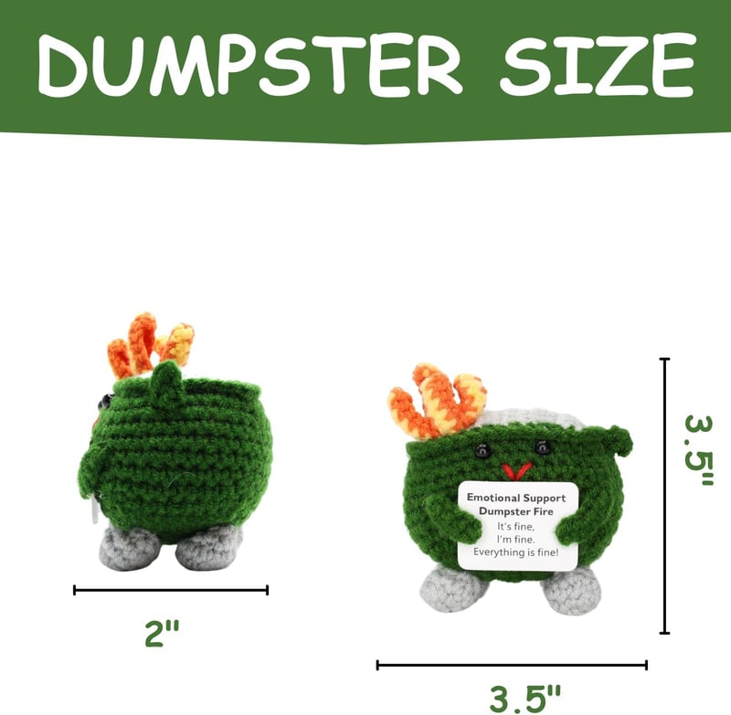 Handmade Emotional Support Dumpster Fire Crochet Gift