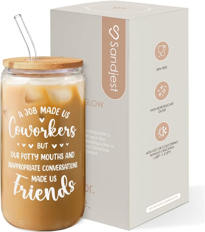 Farewell Gift for Women - Funny 16oz Can Glass Coffee Cup