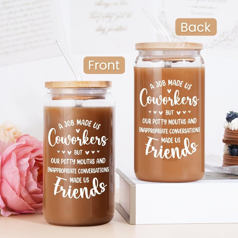 Farewell Gift for Women - Funny 16oz Can Glass Coffee Cup