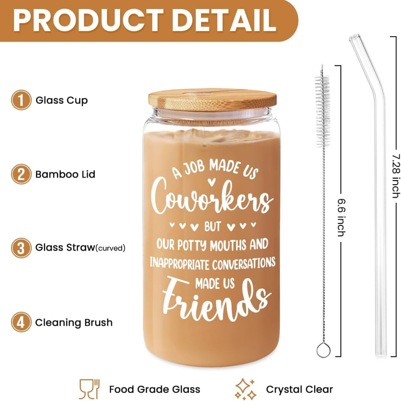Farewell Gift for Women - Funny 16oz Can Glass Coffee Cup